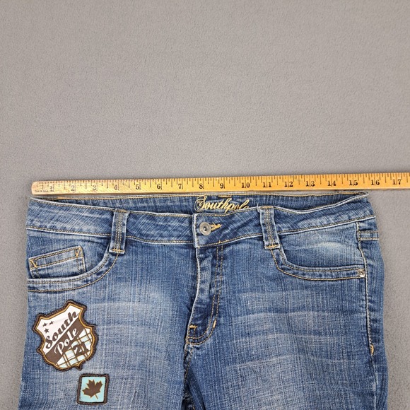 Y2K Southpole Jeans Womens 9 Low Rise Bootcut Light Blue Denim Patches Vintage‎ - Picture 9 of 13